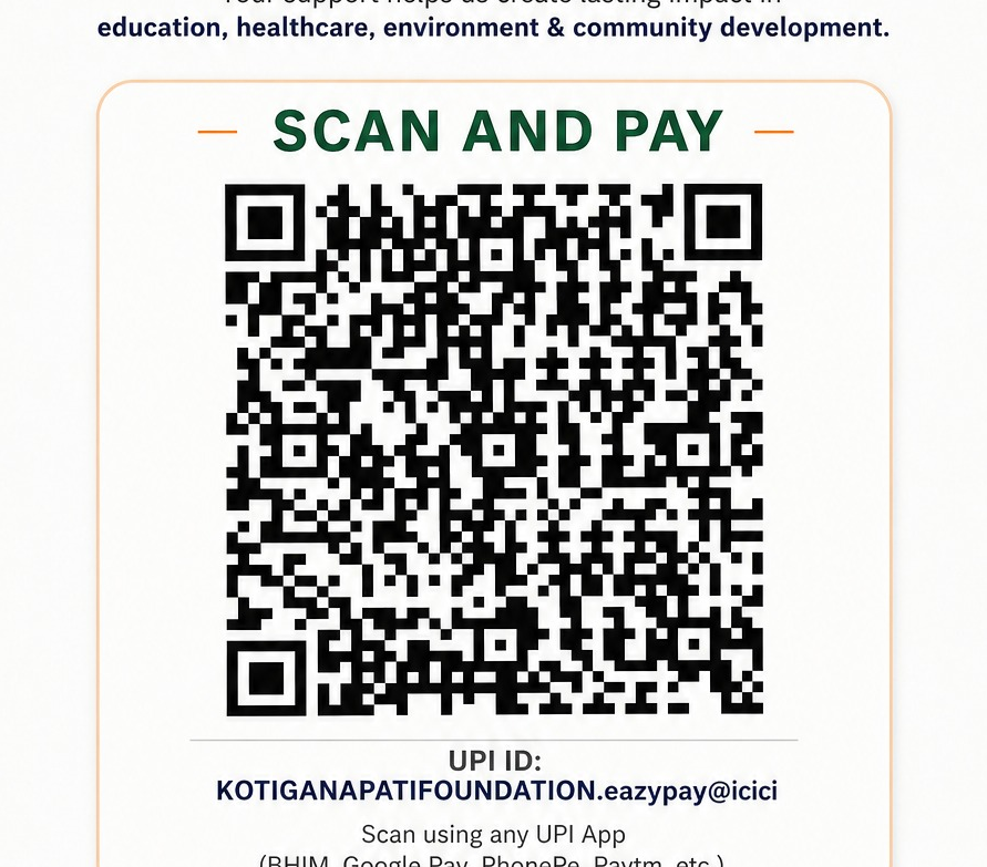 KotiGanapati Foundation UPI QR code — scan with BHIM, Google Pay, PhonePe, Paytm or any UPI app